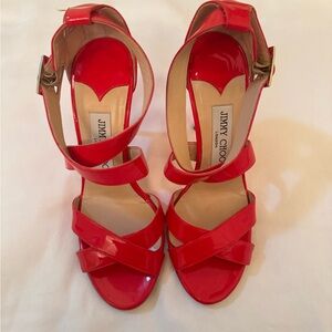 Jimmy Choo Red Patent Strappy Heels